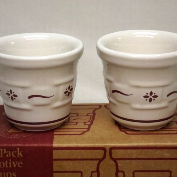 Longaberger Pottery Set of 2 Traditional Red Woven Traditions Votives New in Box - Picture 2 of 9